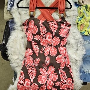 Islander Red and Brown One Piece Swim